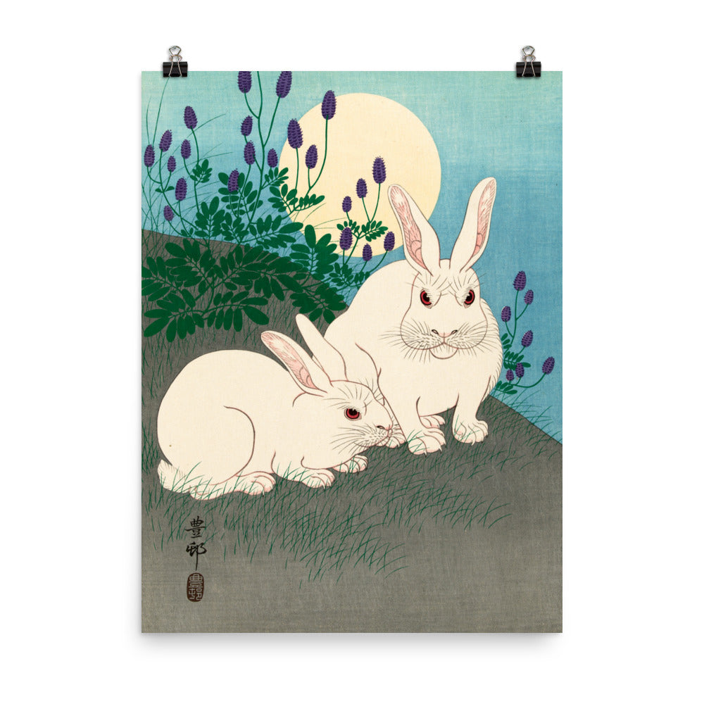 Size 5 - Ohara Koson Rabbits Poster – Moonlit Japanese Art Print