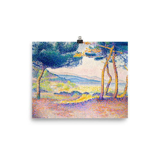 Size 1 - Cross Pines Along the Shore Poster – Coastal Light, Pointillist Harmony