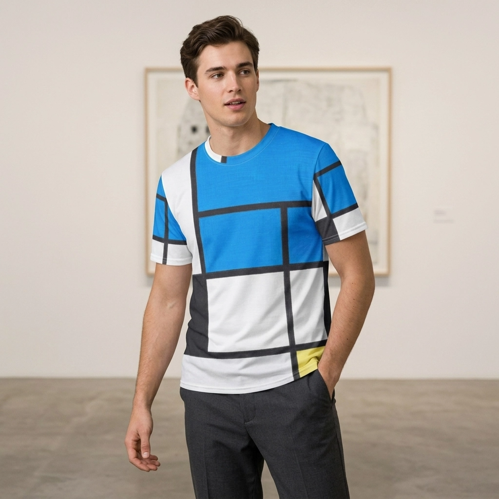 Piet Mondrian Men's T-Shirt – Bold Composition in Color Blocks