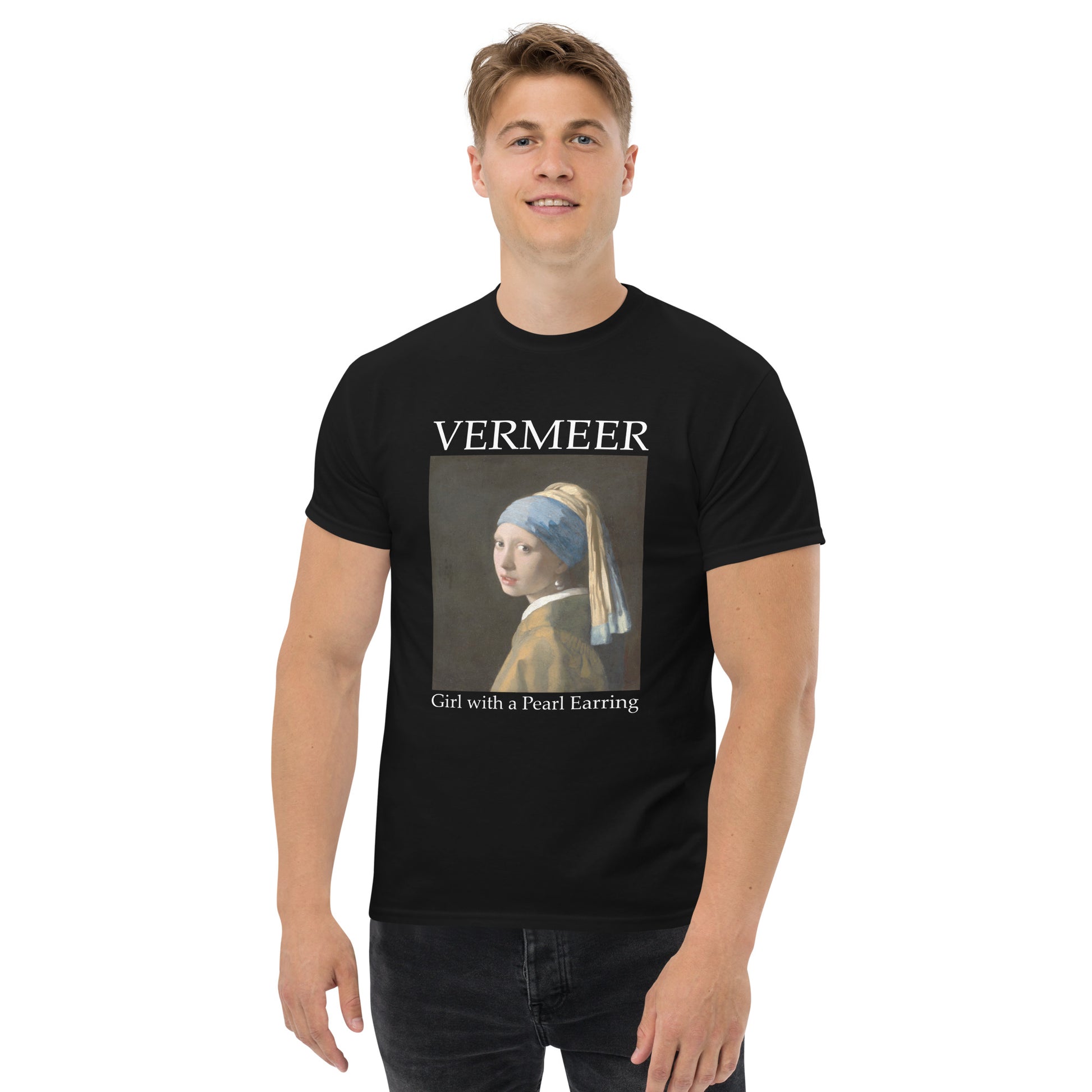 Model 2 - Vermeer Earring Men's Classic Tee – Subtle Drama in a Classic Frame