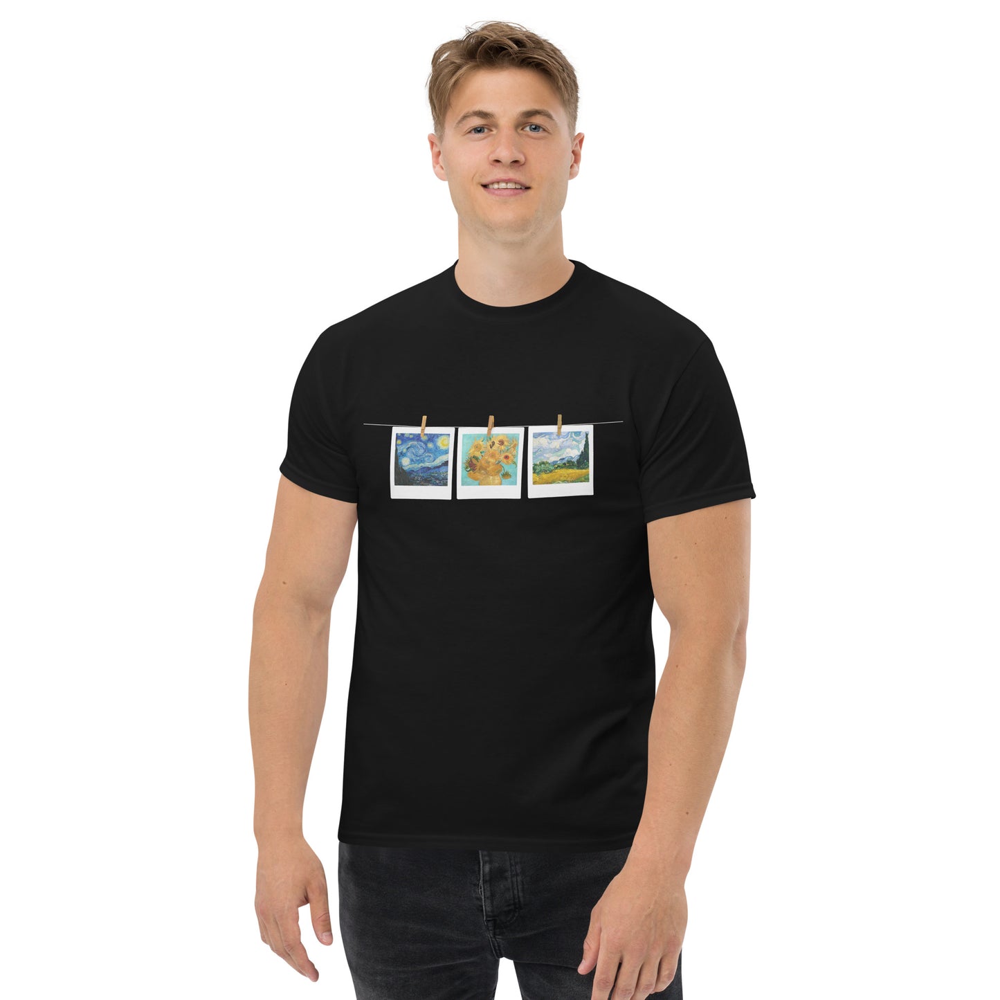 Model 2 - Van Gogh Olive Trees Men's Classic Tee – Earthy Tones, Artistic Flow