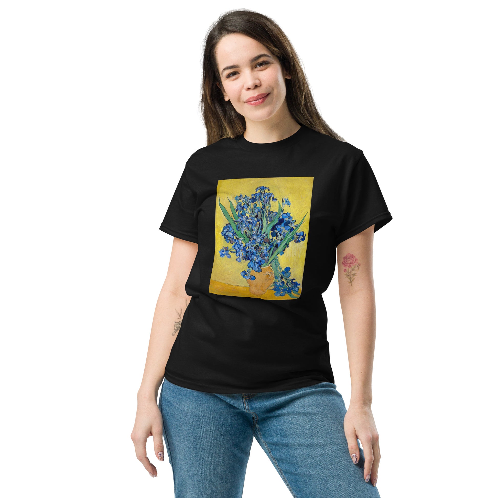 Model 1 - Van Gogh Irises Men's Classic Tee – Vivid Blooms, Artistic Energy