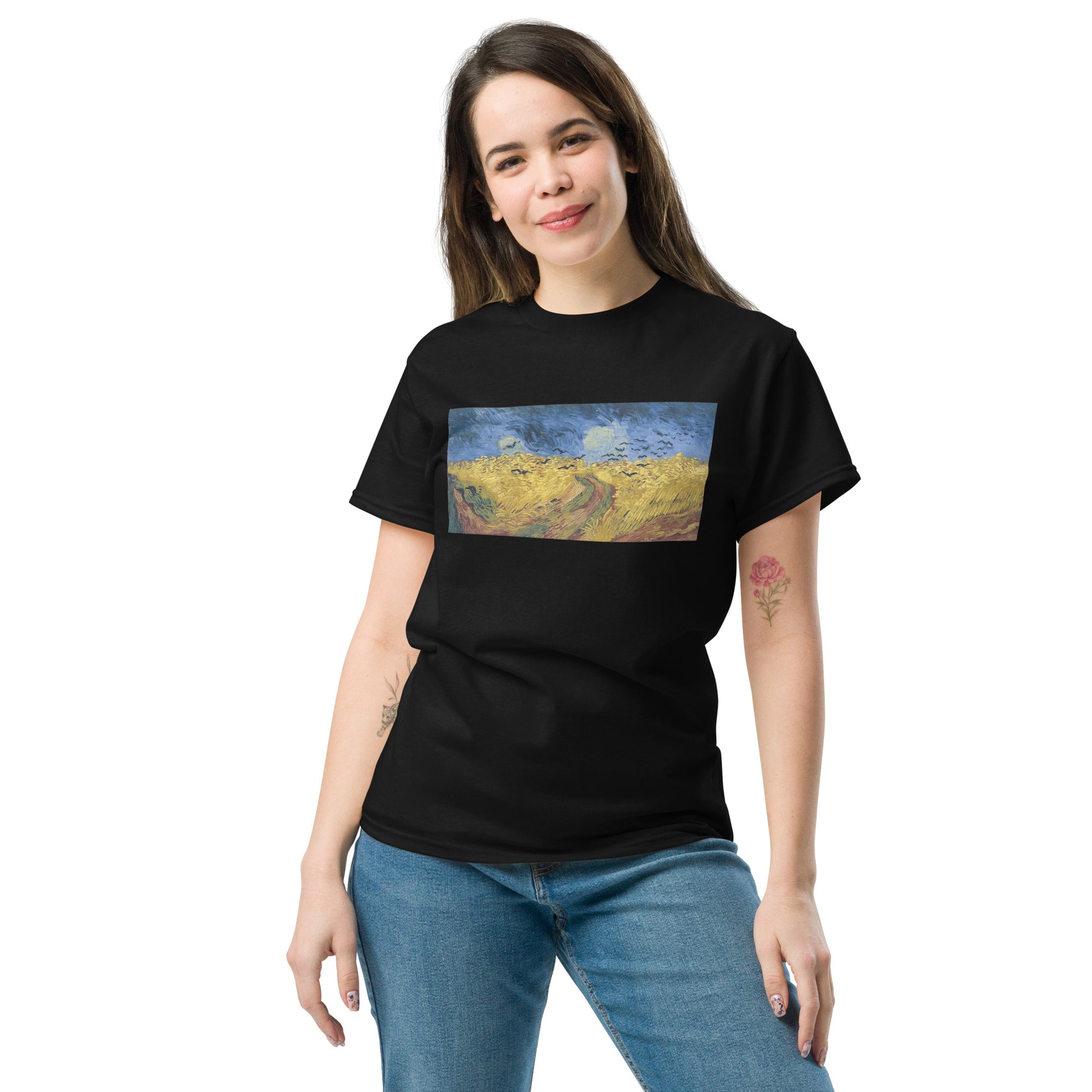 Model 1 - Van Gogh Crows Men's Classic Tee – Stormy Fields, Striking Style