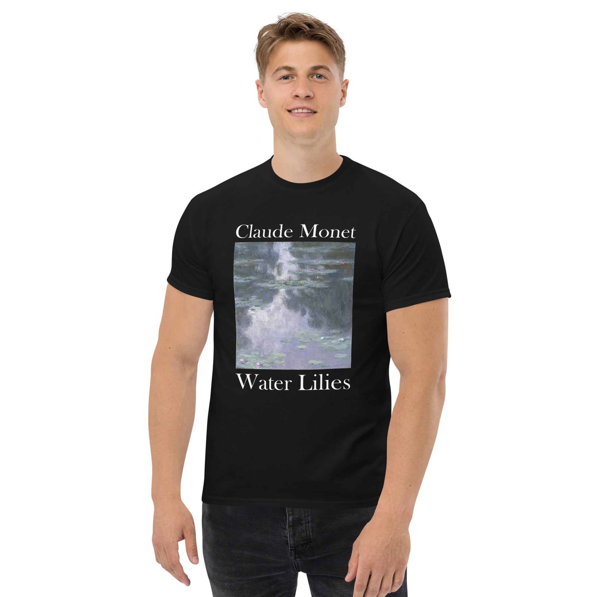 Model 2 - Monet Water Lilies Men's Classic Tee – Tranquil Beauty, Timeless Flow
