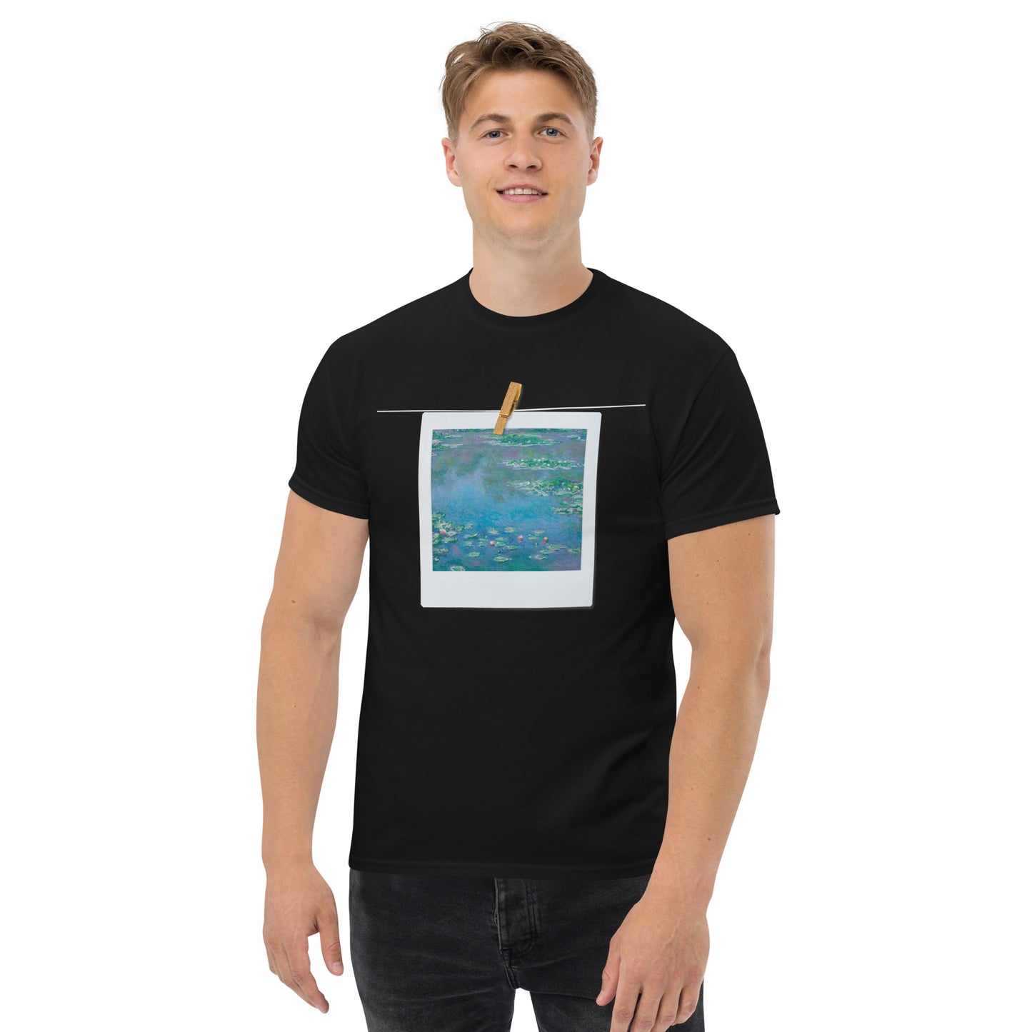 Model 2 - Monet Water Lilies Men's Classic Tee – Classic Comfort, Impressionist Flair