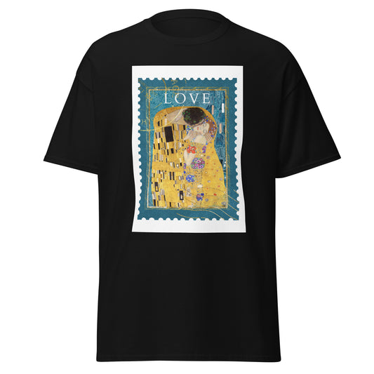 Klimt Kiss Stamp Men's Classic Tee – Romantic Art with a Modern Twist